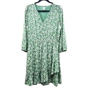 Gap Floral Ruffle Dress Green & White Size Large